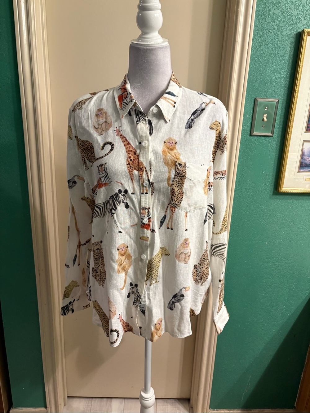 Rails Charli Jungle Animals White Button-Down Shirt